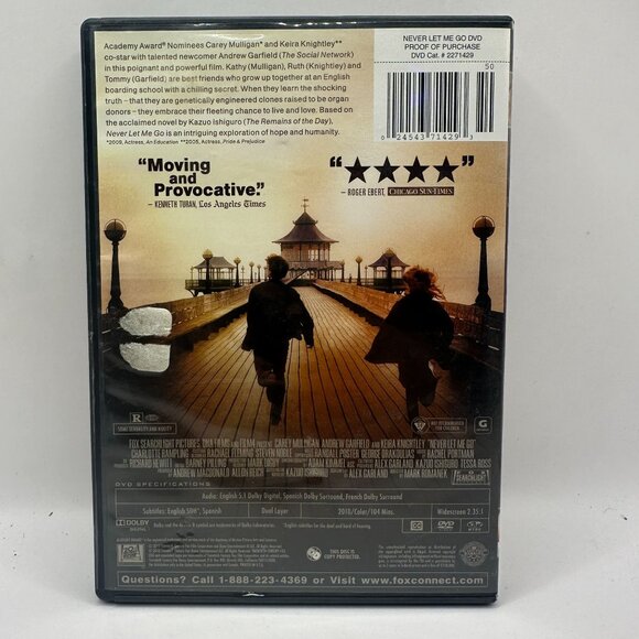 Never Let Me Go DVD Carey Mulligan Andrew Garfield Keira Knightley Drama - Picture 2 of 3